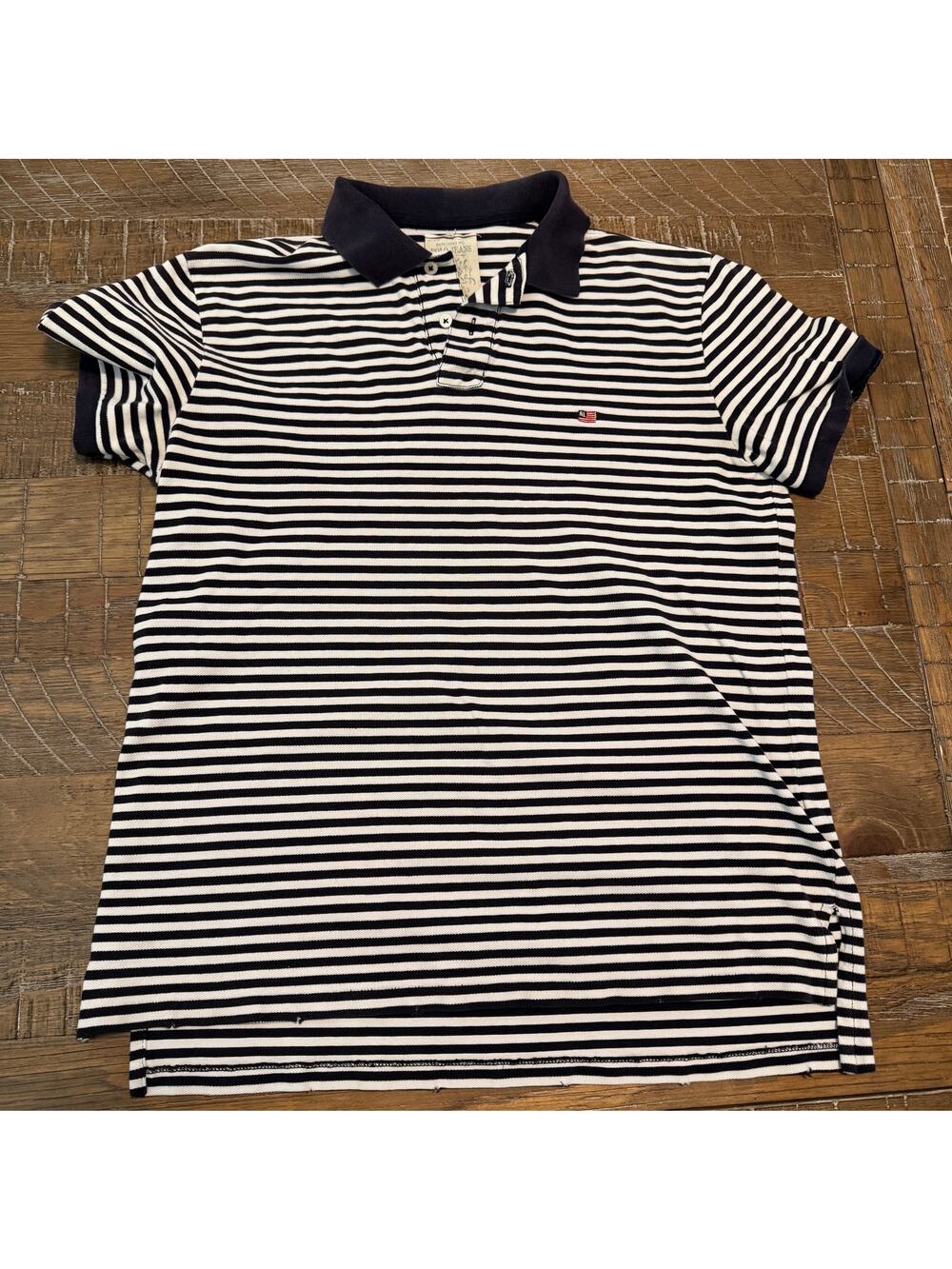 Vintage Polo Jeans Co Ralph Lauren Striped Polo Shirt Medium Flawed Size Medium